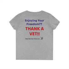 Load image into Gallery viewer, Steelworker Veterans T-shirt, Ladie's V-neck
