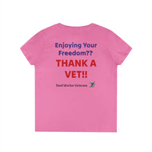 Load image into Gallery viewer, Steelworker Veterans T-shirt, Ladie's V-neck
